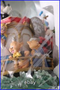 Disney 75th Mickey's Steamboat Ride Snow Globe Musical Withorig Box Works MINT