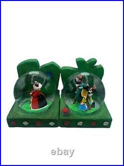 Disney ALICE IN WONDERLAND Snow Globe Bookends Queen of Hearts