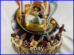 Disney Aladdin Arabian Nights Lightup Hourglass Snow Globe Musical, See pictures