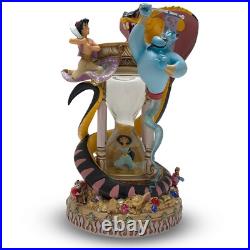 Disney Aladdin Genie Jasmine Hourglass Snake Light Music Water Snow Globe READ