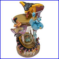 Disney Aladdin Genie Jasmine Hourglass Snake Light Music Water Snow Globe READ