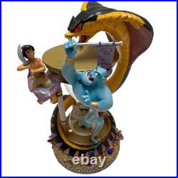 Disney Aladdin Genie Jasmine Hourglass Snake Light Music Water Snow Globe READ