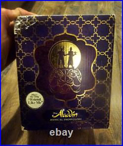 Disney Aladdin Musical Snowglobe Plays Friend Like Me with Box
