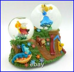 Disney Alice In Wonderland Cheshire Cat White Rabbit Enesco Musical Snow Globe