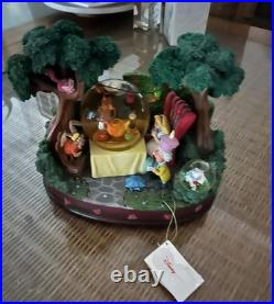Disney Alice In Wonderland LARGE Snow Globe Mad Hatter's Tea Party Unbirthday