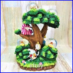 Disney Alice in Wonderland Cheshire Cat White Rabbit Snow Globe limited Edition