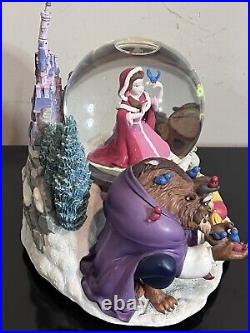 Disney BEAUTY & The BEASTWinter Bird Feeding SceneMusical Box Snow Globe