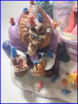 Disney BEAUTY & The BEASTWinter Bird Feeding SceneMusical Box Snow Globe