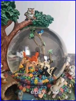 Disney Bambi'Little April Shower' Musical Motion Snow Globe Rare Tested & Works