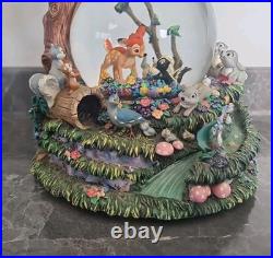 Disney Bambi'Little April Shower' Musical Motion Snow Globe Rare Tested & Works