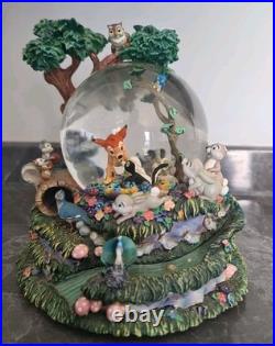 Disney Bambi'Little April Shower' Musical Motion Snow Globe Rare Tested & Works