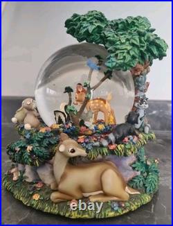 Disney Bambi'Little April Shower' Musical Motion Snow Globe Rare Tested & Works
