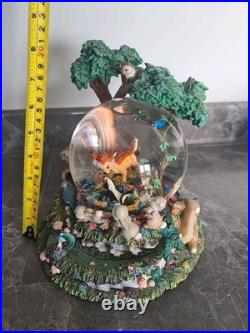 Disney Bambi'Little April Shower' Musical Motion Snow Globe Rare Tested & Works