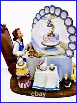 Disney Beauty And The Beast Belle Be Our Guest Snow Globe with Plates RARE