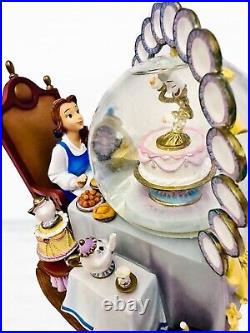 Disney Beauty And The Beast Belle Be Our Guest Snow Globe with Plates RARE