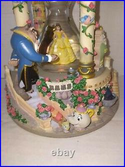 Disney Beauty And The Beast Hourglass Light up Musical Snow Globe with box iob