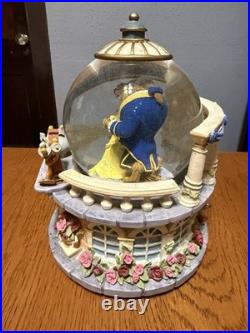 Disney Beauty & Beast Snow globe Musical 1991 Rare Belle Beast Mrs. Potts Chip