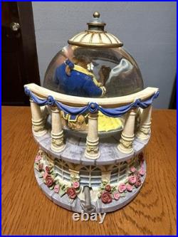 Disney Beauty & Beast Snow globe Musical 1991 Rare Belle Beast Mrs. Potts Chip
