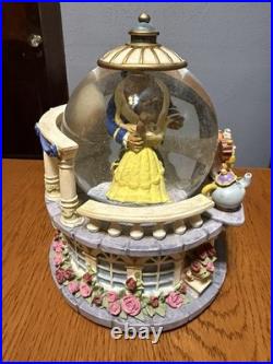 Disney Beauty & Beast Snow globe Musical 1991 Rare Belle Beast Mrs. Potts Chip