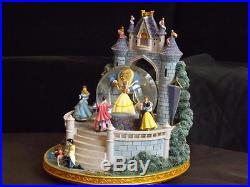 Disney Beauty & The Beast Musical Dancing Snowglobe Castle Snow White Cinderella
