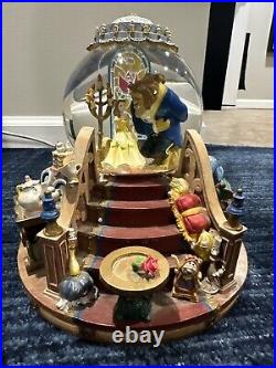 Disney Beauty and The Beast Musical Snowglobe Enchanted Fireplace Vintage 1991