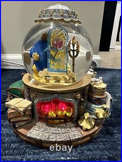 Disney Beauty and The Beast Musical Snowglobe Enchanted Fireplace Vintage 1991