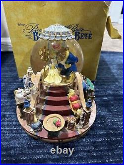 Disney Beauty and The Beast Musical Snowglobe Enchanted Fireplace Vintage 1991