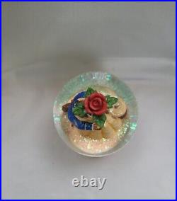 Disney Beauty and the Beast 10 Snow Globe Rose Dancing Music Works Vintage 1991