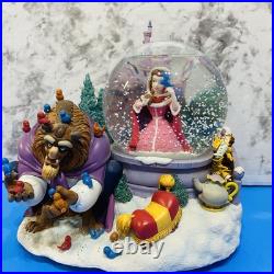 Disney Beauty and the Beast Belle Musical Snow Globe Winter Scene Feeding Birds Disney Beauty and the Beast Belle Musical Snow Globe Winter Scene Feeding Birds