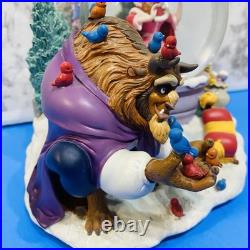 Disney Beauty and the Beast Belle Musical Snow Globe Winter Scene Feeding Birds Disney Beauty and the Beast Belle Musical Snow Globe Winter Scene Feeding Birds