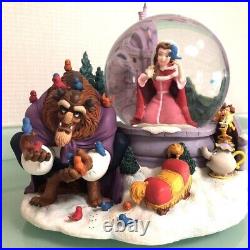 Disney Beauty and the Beast Figure Snow Globe with Music Box Rare