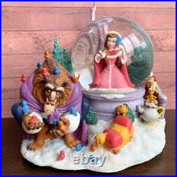 Disney Beauty and the Beast Figure Snow Globe with Music Box Rare F/S From Japan