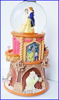 Disney Beauty and the Beast Music Snow Globe Pedestal Prince & BelleVery Rare