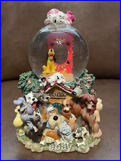 Disney Cats & Dogs Snow Globe Best Friends Pluto, Cheshire Cat, Dalmatians RARE