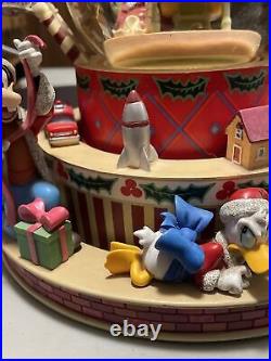 Disney Christmas Santa's Workshop Snow Globe Mickey Snow White Tinkerbell Goofy