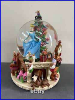 Disney Cinderella Christmas Snow Globe Plays Deck the Halls Rare