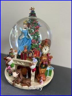 Disney Cinderella Christmas Snow Globe Plays Deck the Halls Rare