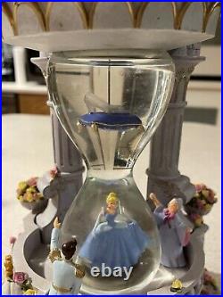 Disney Cinderella Musical Light Up Hour Glass Snow Globe FLAWS SEE DESCRIPTION
