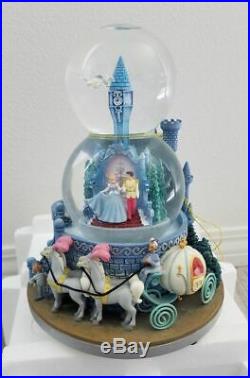 Disney Cinderella & Prince Charming Wedding Castle Musical Double Snowglobe New