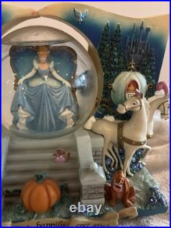 Disney Cinderella Story Book Double Sided Musical Snow Globe Vintage flaws
