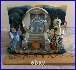 Disney Cinderella Story Book Double Sided Musical Snow Globe Vintage flaws