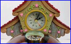Disney Cinderella and Jiminy Cricket Snow globe Rare Clock Blows Glitter Bubbles