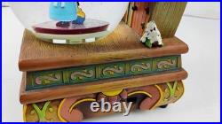 Disney Cinderella and Jiminy Cricket Snow globe Rare Clock Blows Glitter Bubbles