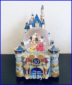 Disney Collectors RARE Disneyland 50th Anniversary Musical Castle Snow globe