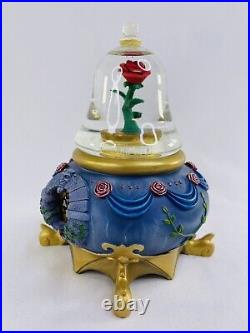 Disney Direct Beauty and the Beast Red Rose Flower Snow Dome Globe Figurine RARE