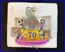 Disney Disneyland 70th Anniversary Lighted Castle Snow Globe Mickey & Friends