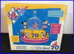 Disney Disneyland 70th Anniversary Lighted Castle Snow Globe Mickey & Friends