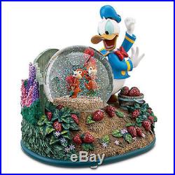 Disney Donald Duck Chip & Dale Strawberry Garden Musical Snowglobe Globe NIB