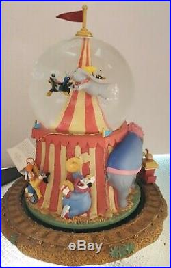 Disney Dumbo Musical Snowglobe With Moving Train Train Clowns Circus Ring Master