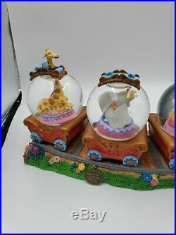 Disney Dumbo Triple Snow Globe Casey Jr Railroad Train Musical Snowglobe RARE